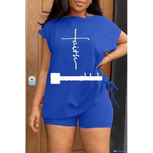 LADIES BUMPER SHORT WITH TOP-BLUE
